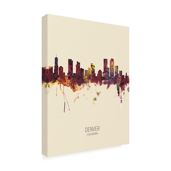 Michael Tompsett 'Denver Colorado Skyline Portrait III' Canvas Art,24x32